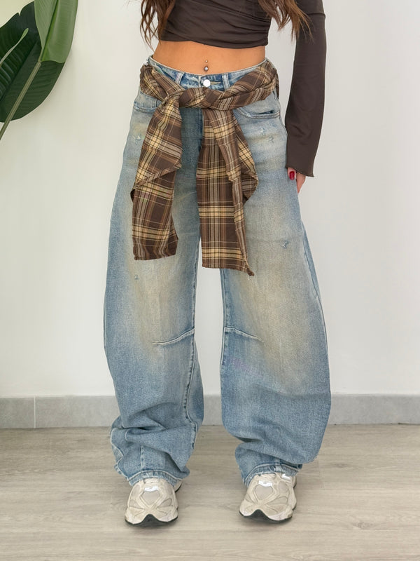 Jeans ballon camicia