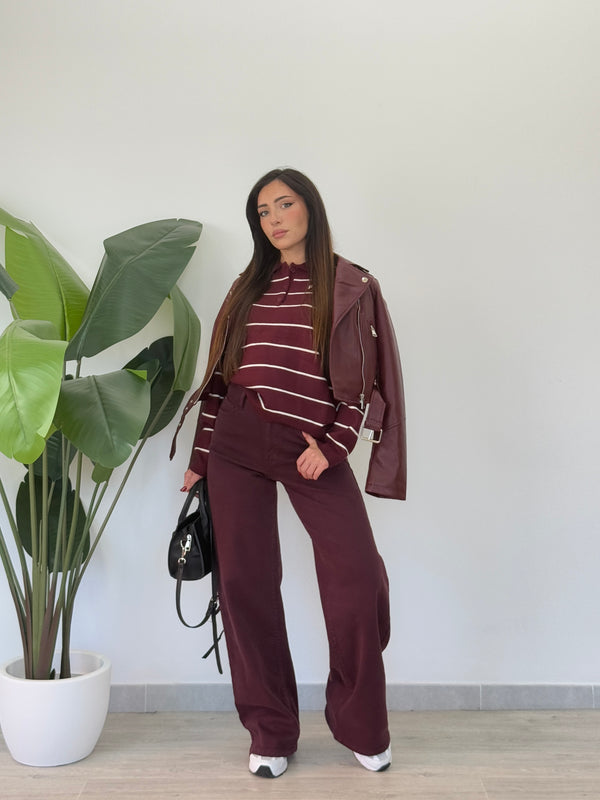 Jeans palazzo bordeaux