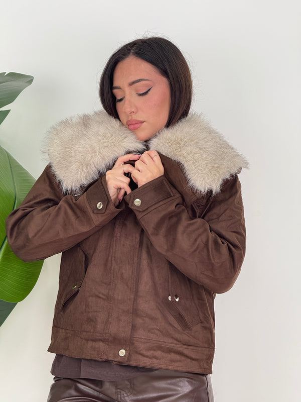 Giacca suede brown