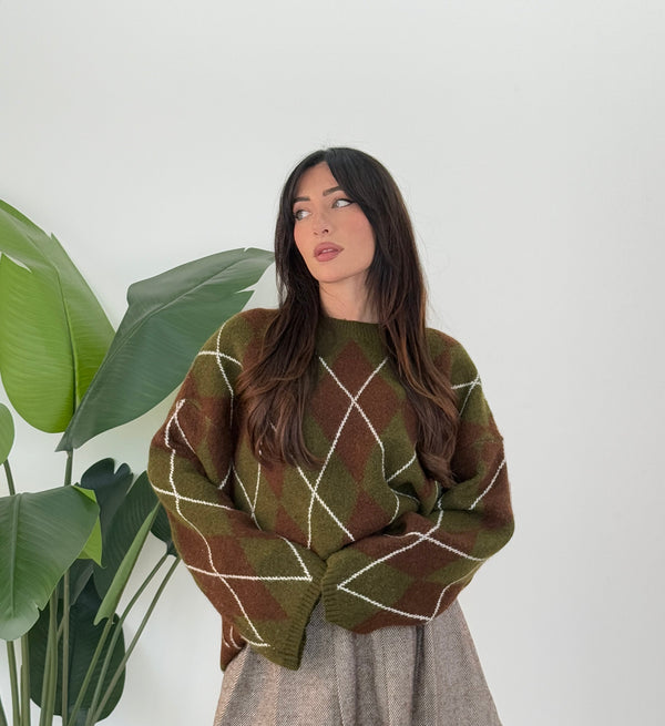 Maglione rombi green