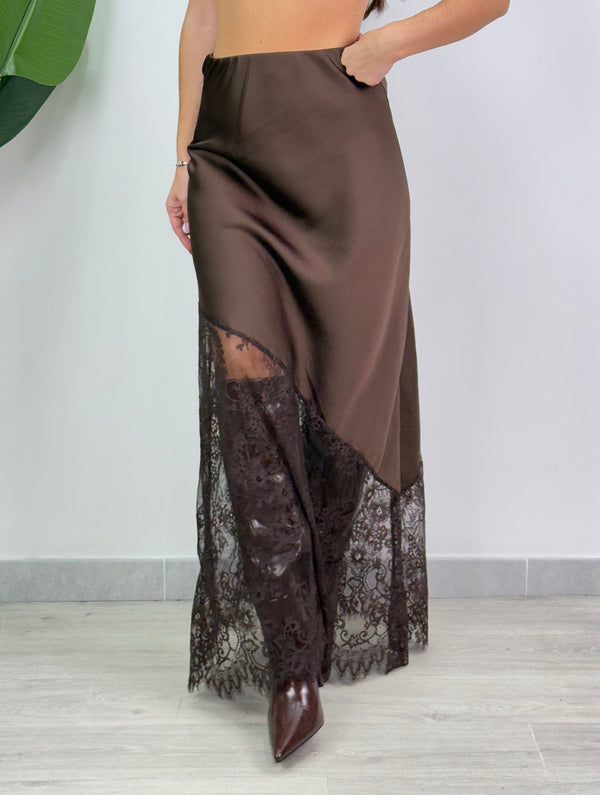 Gonna satin pizzo
