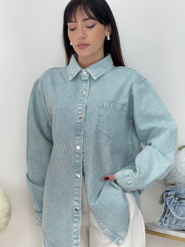 Camicia denim Swarovski