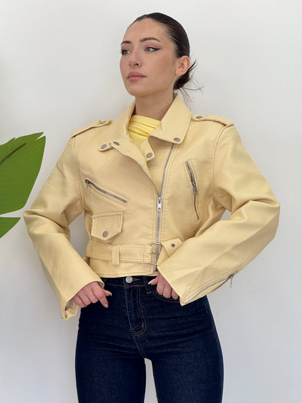 Biker crop giallo